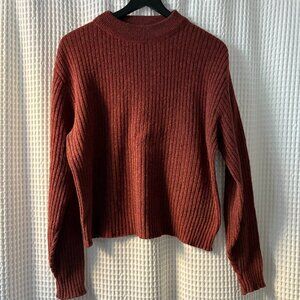 Vintage Malson size medium rust lambswool and polyester mock neck sweater twee